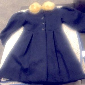 Girl navy wool dress coat